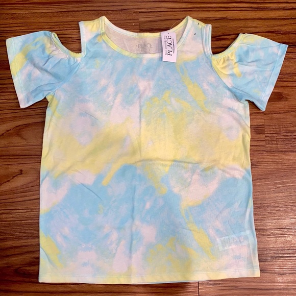 NWT! Children's Place Tie Die Cold Shoulder Tee L